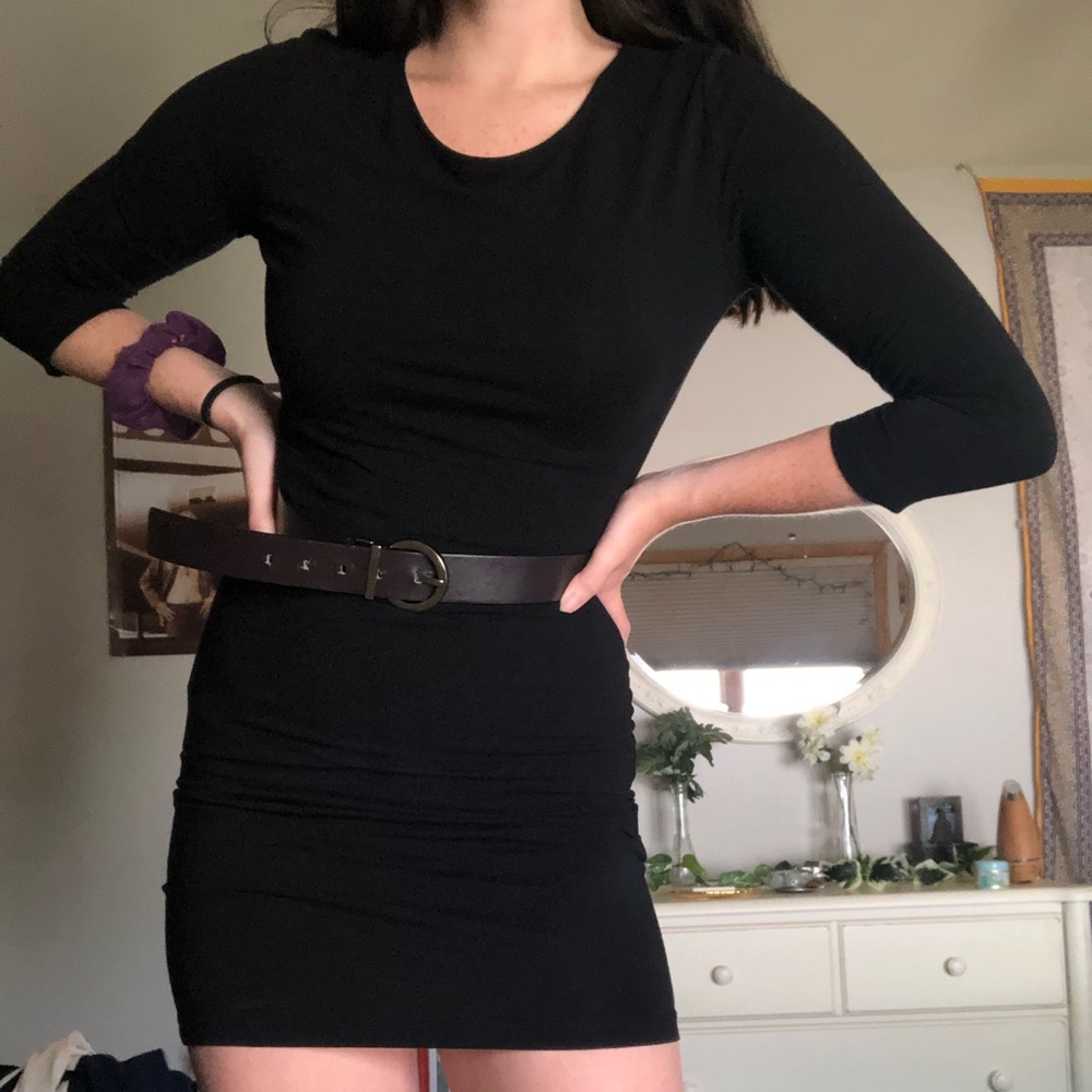 Black tight bodycon dress simple